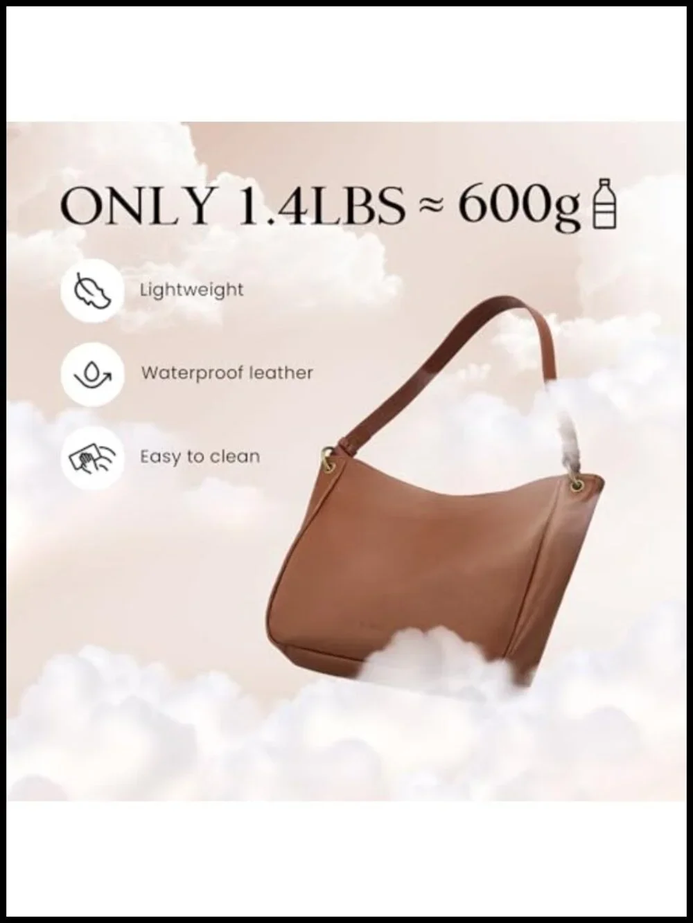 Genuine Leather Hobo Crossbody Bag with 2 Straps, Vintage Soft Shoulder Handbag